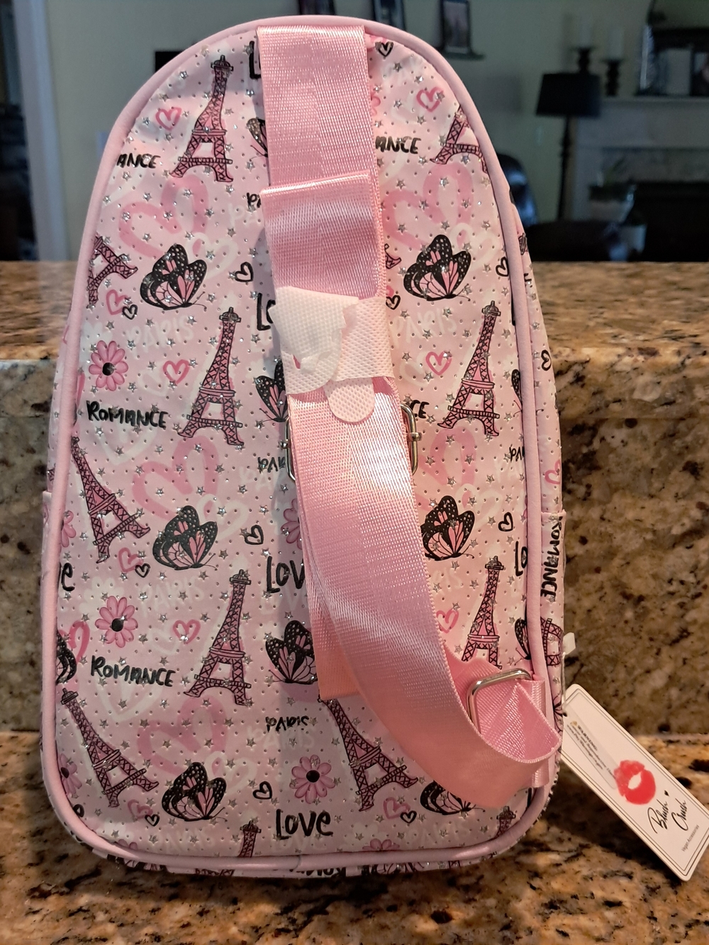 Women's Pink Eiffel Tower‎ Print Crossbody - Picture 2 of 3
